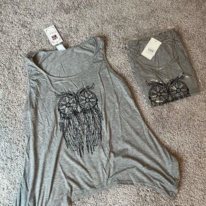 Gray Owl Graphic Tank Top